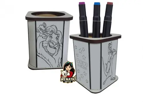 Porta Lápis para Colorir o Rei Leão