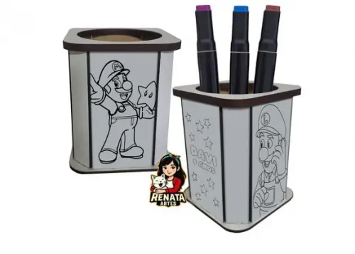 Porta Lápis para Colorir Super Mario