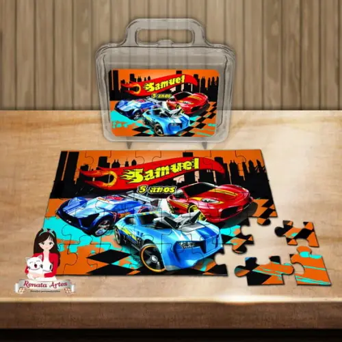 Quebra Cabeça Personalizado na Maleta Hot Wheels 2