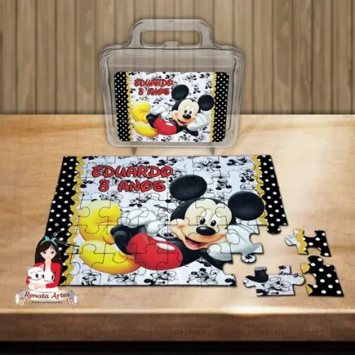 Quebra Cabeça Personalizado na Maleta Mickey Poá