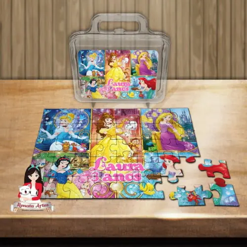Quebra Cabeça Personalizado na Maleta Princesas Disney