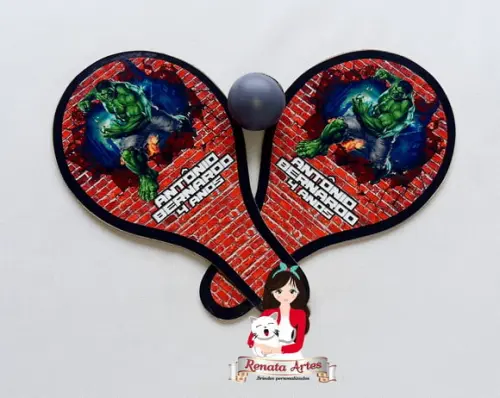 Raquetes de Ping Pong Personalizada Tema Hulk