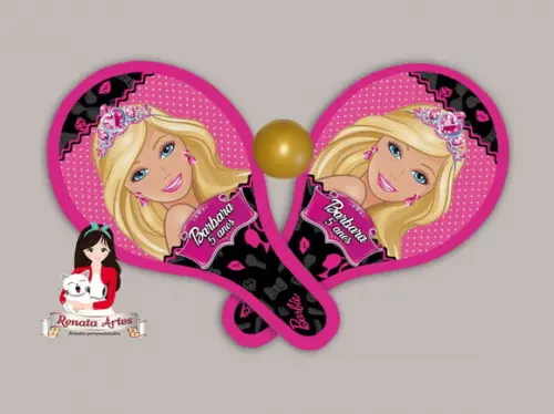 Raquetes de Ping Pong Personalizada Tema Barbie