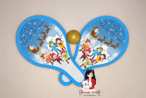 Raquetes de Ping Pong Personalizada Tema Natal