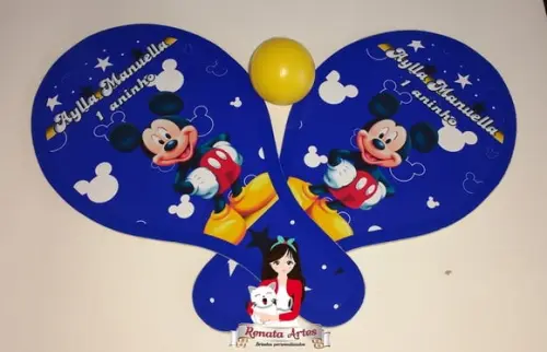 Raquetes de Ping Pong Personalizada Tema Mickey Azul