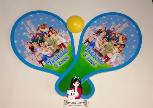 Raquetes de Ping Pong Personalizada Tema Príncipes Disney