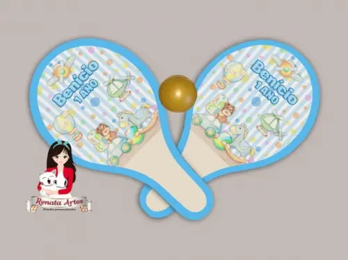Raquetes de Ping Pong Tema Brinquedos Vintage