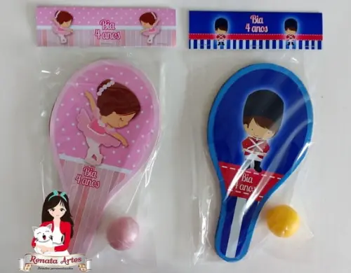 Raquetes de Ping Pong Tema Bailarina e Soldadinho de Chumbo