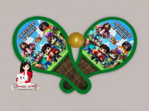 Raquetes de Ping Pong Tema Minecraft Filme