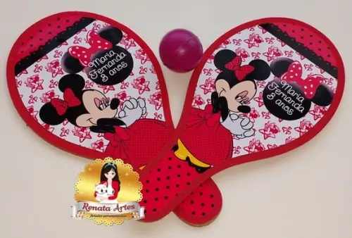 Raquetes de Ping Pong Tema Minnie Vermelha