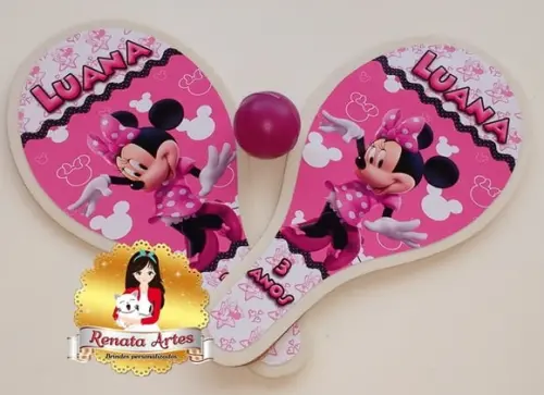 Raquetes de Ping Pong Tema Minnie Rosa