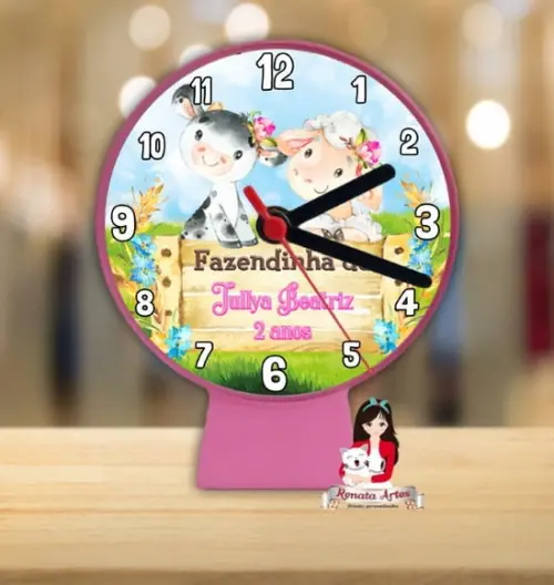 Relógio de Mesa Fazendinha Rosa