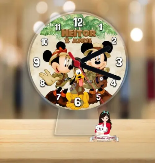 Relógio de Mesa Mickey Safari