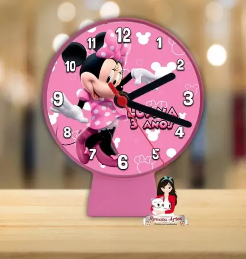 Relógio de Mesa Minnie Rosa