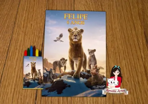 Revista de Colorir c/ Giz Rei Leão Mufasa
