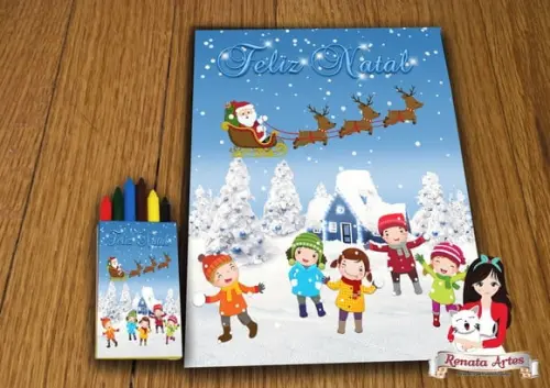 Revista de Colorir com Giz Personalizado de Natal