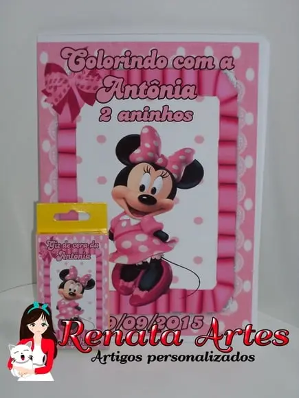 Revista para Colorir com Giz Minnie Rosa