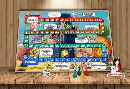 Tabuleiro Educativo Tema Bob Esponja