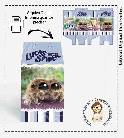 Caixa Milk Piramide e Topper Lucas a Aranha- Arquivo Digital