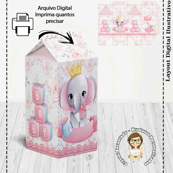 Kit 3 Caixas Elefantinha Rosa - Arquivo Digital