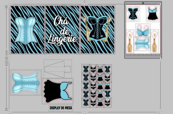 Kit Cha de Lingerie Azul - Ref 5793 Arquivo Digital