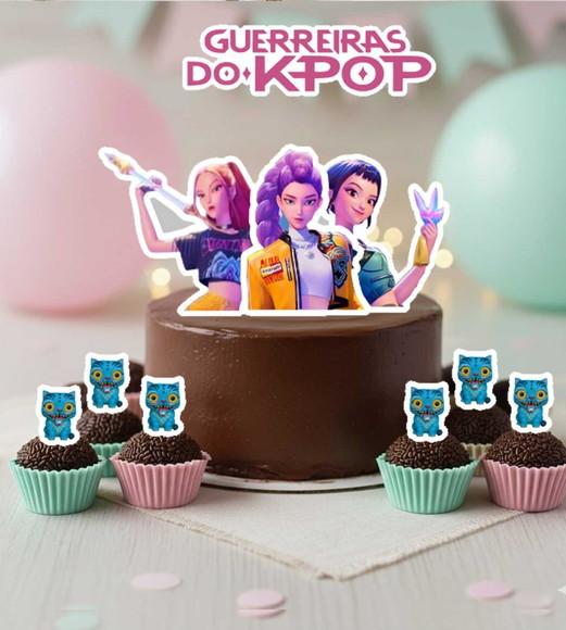 Kit Topo e Topper Guerreiras do Kpop - 6979 Arquivo Digital
