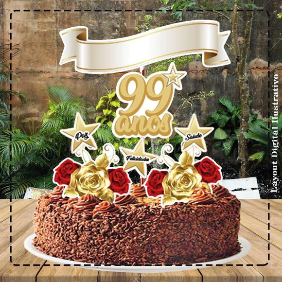 Topo de Bolo 99 Anos - Ref 1985 Arquivo Digital