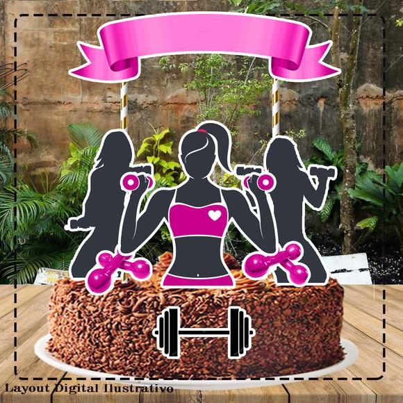 Topo de Bolo Academia Rosa - Ref 0044 Arquivo Digital