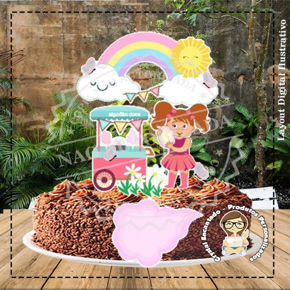 Topo de Bolo Algodão Doce - 3110 Arquivo Digital