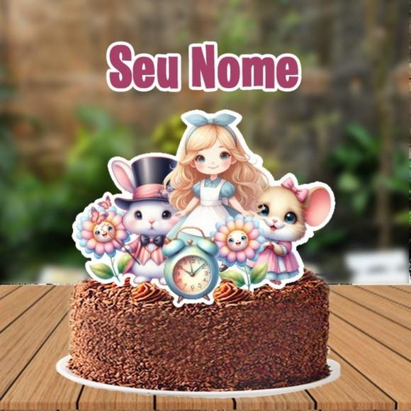 Topo de Bolo Alice Aquarelado Ratinho - 5838 Arquivo Digital