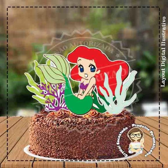 Topo de Bolo Ariel Menina Ref 3315 - Arquivo Digital
