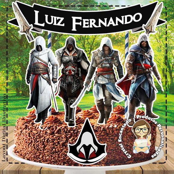 Topo de Bolo Assassins Creed - Ref 0154 Arquivo Digital