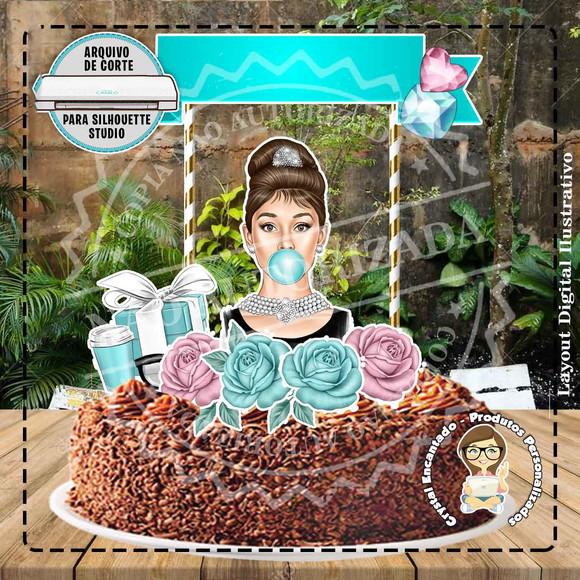 TOPO DE BOLO AUDREY HEPBURN REF 1309 - ARQUIVO DIGITAL