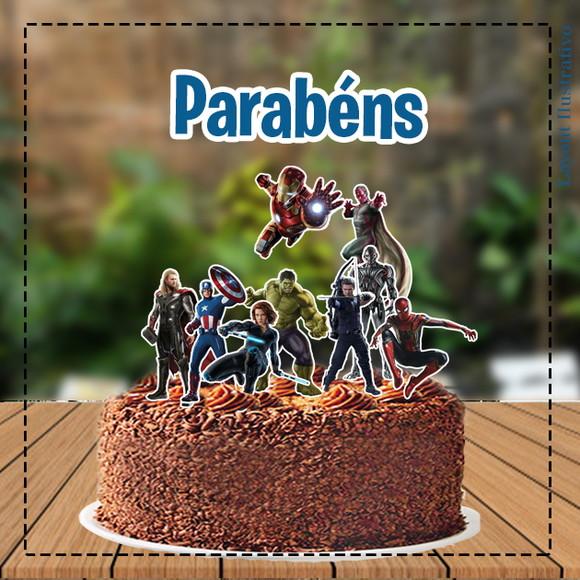 Topo de Bolo Avengers - Ref 5209 Arquivo Digital