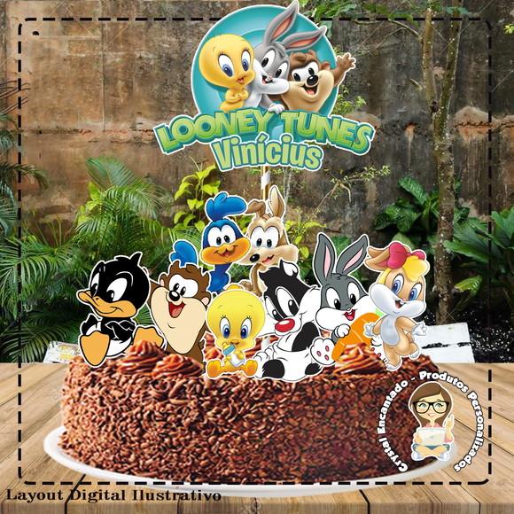 Topo de Bolo Baby Looney Tunes - Ref 4296 Arquivo Digital