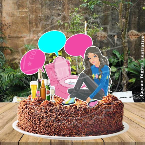 Topo de Bolo Barbie Bebada- Ref 0245 Arquivo Digital