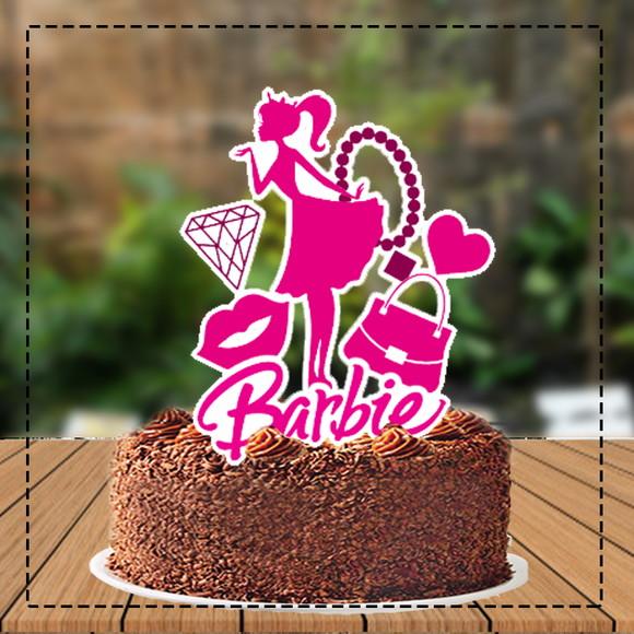 Topo de Bolo Barbie Rosa - Ref 4869 Arquivo Digital