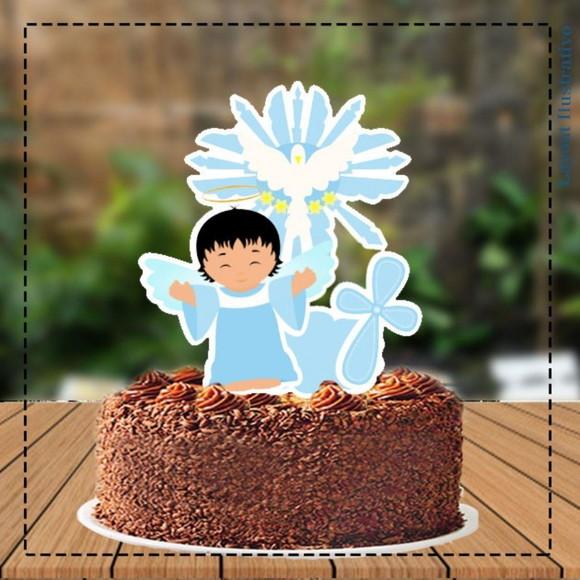 Topo de Bolo Batizado Menino - Ref 5388 Arquivo Digital
