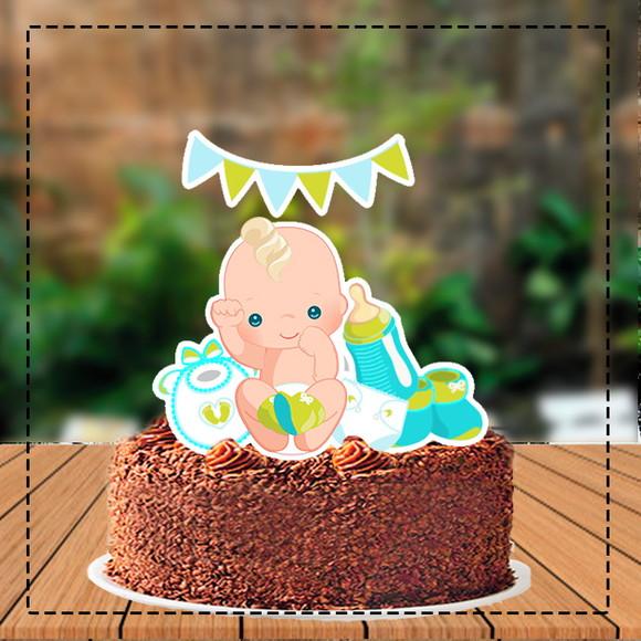 Topo de Bolo Bebe Cabelo Loirinho - Ref 3964 Arquivo Digital