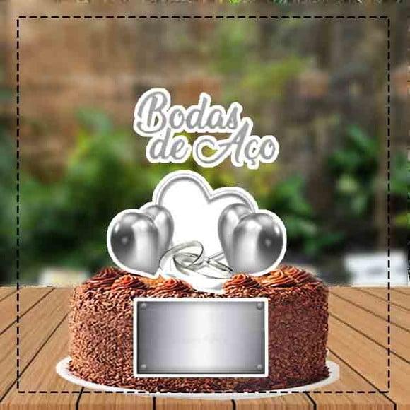 Topo de Bolo Bodas de Aço - Ref 1498 Arquivo Digital