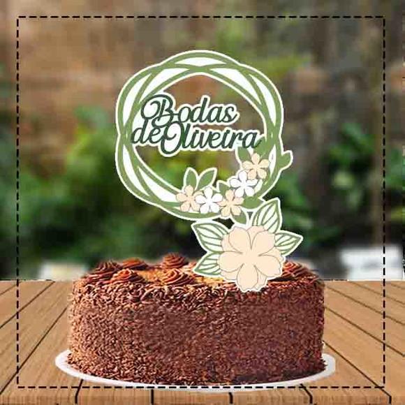 Topo de Bolo Bodas de Oliveira - Ref 3872 Arquivo Digital