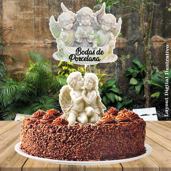 Topo de Bolo Bodas Porcelana - Ref 0467 Arquivo Digital