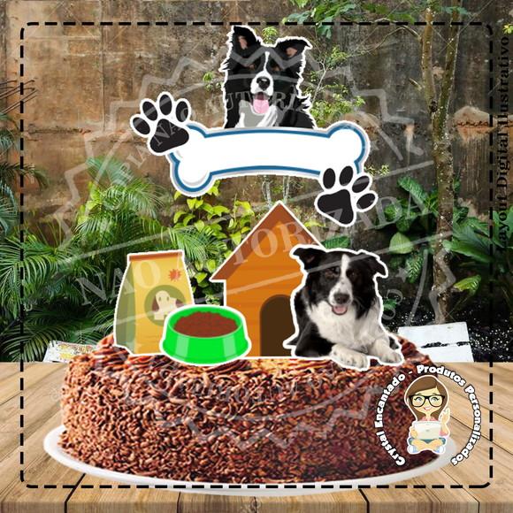 Topo de Bolo Border Collie - Ref 3011 Arquivo Digital