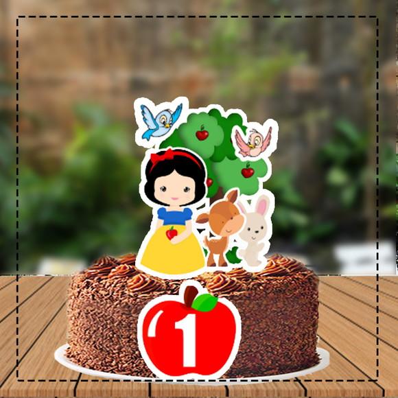 Topo de Bolo Branca de Neve Maça - Ref 4064 Arquivo Digital