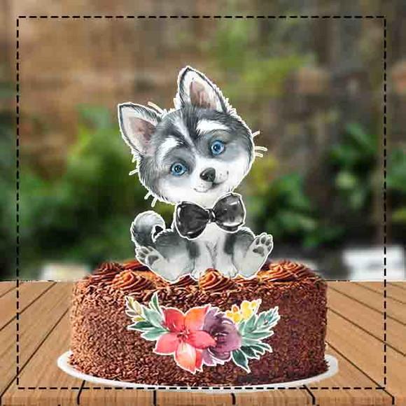 Topo de Bolo Cachorro Husky - Ref 3494 Arquivo Digital