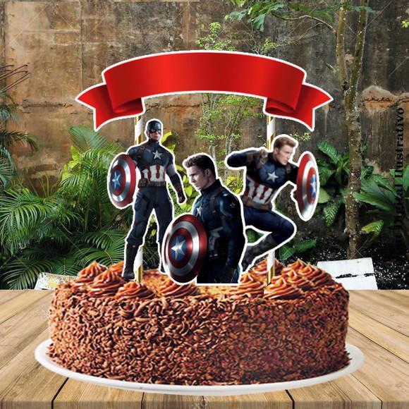 Topo de Bolo Capitao America - 0575 Arquivo Digital