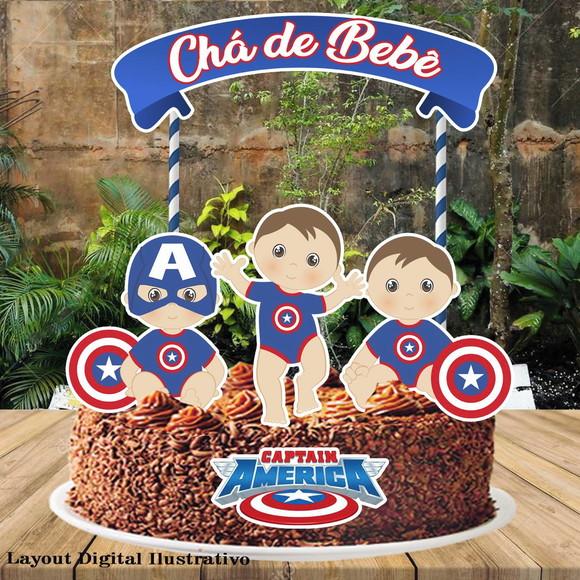 Topo de Bolo Capitao America Baby - 0577 Arquivo Digital