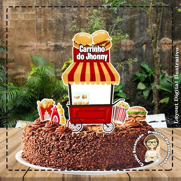 Topo de Bolo Carrinho Hamburguer - Ref 1921 Arquivo Digital
