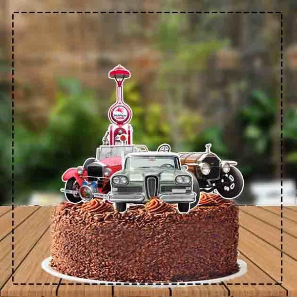 Topo de Bolo Carros Antigos - 2171 Arquivo Digital