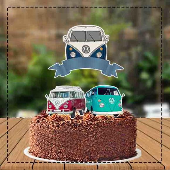Topo de Bolo Carros Antigos Kombi - 2169 Arquivo Digital